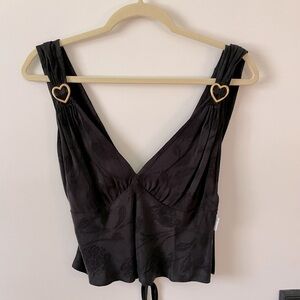 Rouje Black Silk Heart Tank